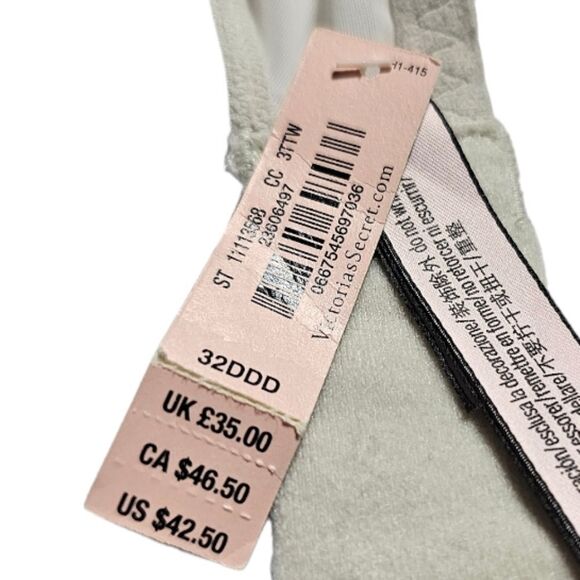 VICTORIA'S SECRET Dream Angels Pale Gold Push‎ Up Lace Bra - Size 32DDD - Picture 7 of 8